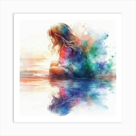 Little Girl In Water Art Print