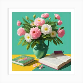 Book And Flowers 3 Art Print