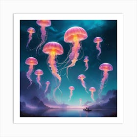 Jellyfish Paintings Art Print Art Print