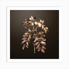 Gold Botanical Service Tree on Chocolate Brown n.2963 Art Print