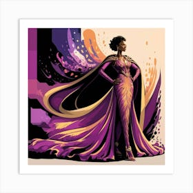 Black Woman In A Purple Dress Art Print