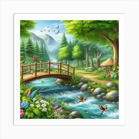 Bridge In The Forest 2 Art Print