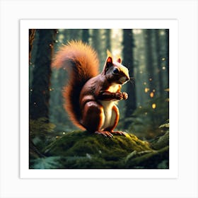 Red Squirrel In The Forest 25 Art Print