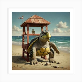 Lifeguard Turtle Art Print