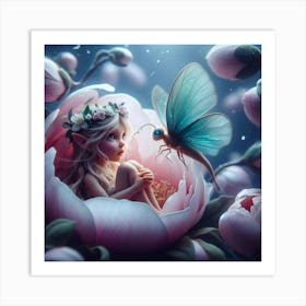 Fairy On A Flower Art Print