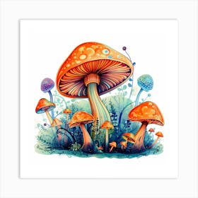 Mushrooms In The Meadow 3 Art Print