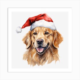 Golden Retriever Santa Hat 1 Art Print