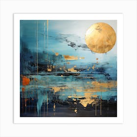 Moon In Blue And Gold 1 Art Print