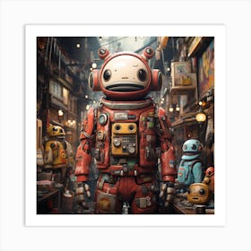 Robot In A City Art Print