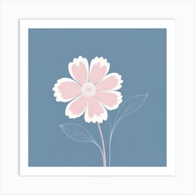 A White And Pink Flower In Minimalist Style Square Composition 26 Art Print