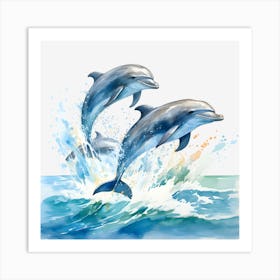 Dolphins Jumping In The Water Art Print