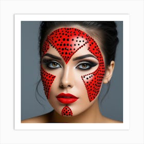 Sexy Woman With Red Makeup Art Print