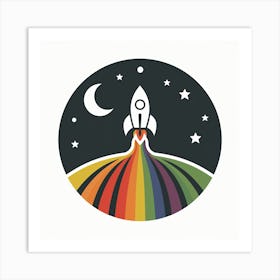 Rainbow Rocket Art Print