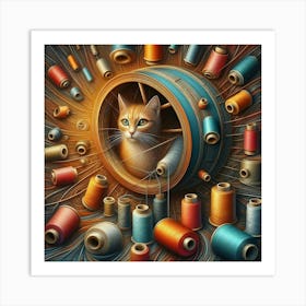 Cat In A Spool Art Print