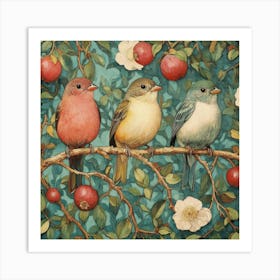 Three Birds On A Branch Art 2 Art Print