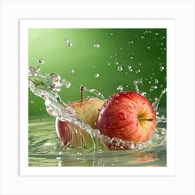 Apples Splashing Water Art Print