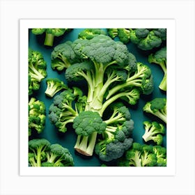 Broccoli Florets On Green Background Art Print