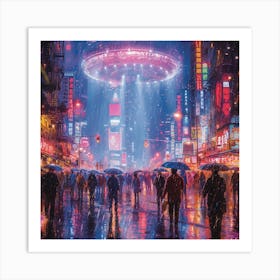 Ufo In New York City Art Print