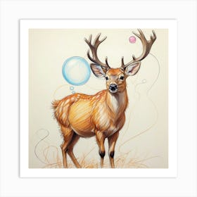 Deer With Bubbles 4 Art Print