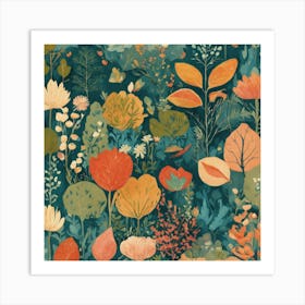 Tiny Abstract Repeating Pattern Design With Nature Inspired Embellishment Art Print