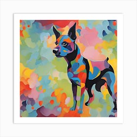 Colorful Abstract Portrait of a Playful Dog Art Print