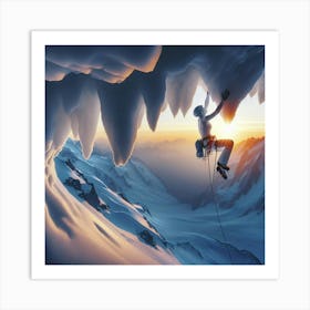 Climbing A Snow Cornice Art Print