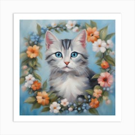 Cat In A Wreath Art Print