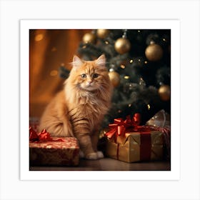 Christmas Cat Art Print