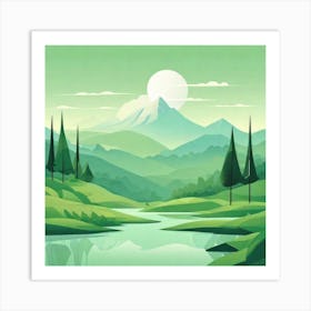 Misty mountains background in green tone 79 Art Print