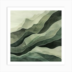 Japanese Watercolour Of Mount Hakuba 4 Art Print