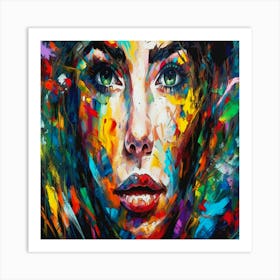 Sensual Symphony: Abstract Beauty in Vibrant Colors.Woman'S Face Art Print