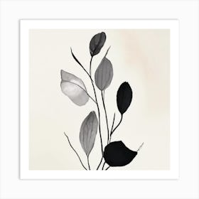 Black And White Leaves Art Print