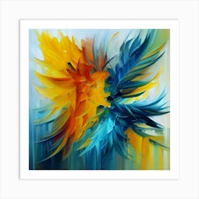 Gorgeous, distinctive yellow, green and blue abstract artwork 6 Art Print