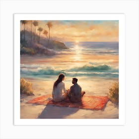 Couple On The Beach Art Print