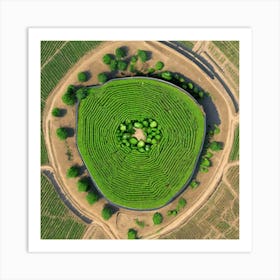 Aerial View Of A Circular Maze Art Print