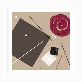 Decadence 3 - abstract art composition beige black white brown geometry modern minimal contemporary square Art Print