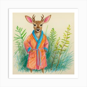 Deer In Bathrobe 13 Art Print