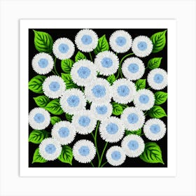 Blue And White Chrysanthemums 3 Art Print