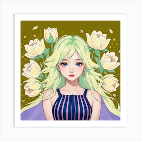 Lotus Flower Girl Art Print