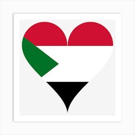 Heart Of Urdunn Heart Love Flag Sudan Heart Shaped Art Print
