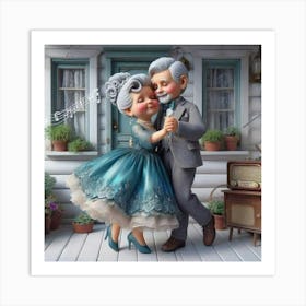 Old Couple Dancing Art Print