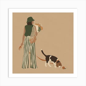Flower Girl and Beagle Art Print