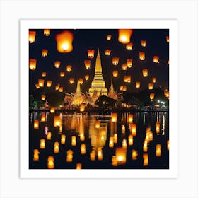 Thailand Sky Lanterns Art Print