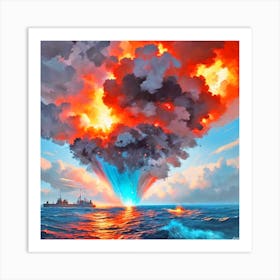 Explosion Over The Ocean Art Print