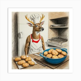 Chef Deer 27 Art Print