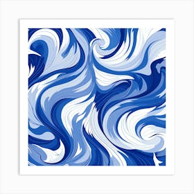 Blue And White Swirls 1 Art Print