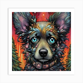 Dog With Blue Eyes 2 Art Print