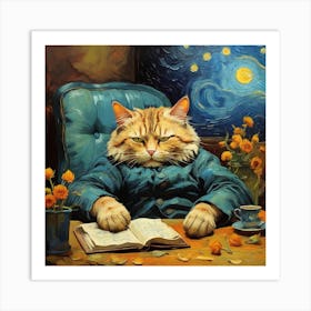 Van Gogh style, Cats 2 Art Print