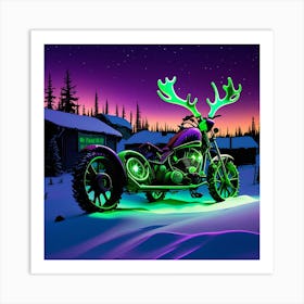 Motorcycle With Deer Antlers Art Print