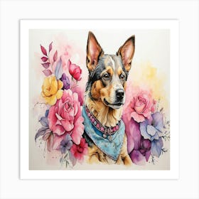 Australian Shepherd Watercolor Painting Art Print